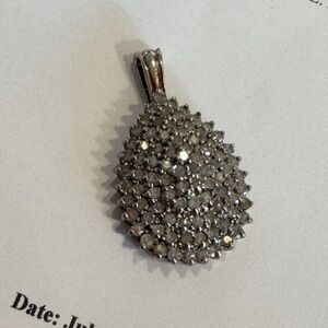 925 Silver Lady’s Stamped 89 Real Diamond Stone Pendant